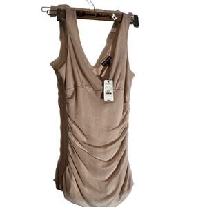 VINTAGE Womens Express Blush Gold Glitter Body Con Top Shirt  L